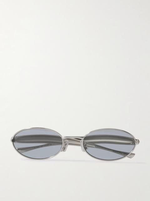 Bottega Veneta Sardine Oval-Frame Silver-Tone Sunglasses