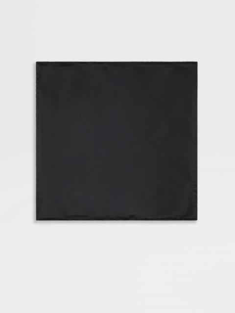 ZEGNA BLACK SILK POCKET SQUARE