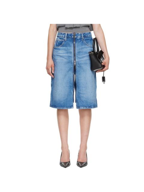 Alexander Wang Blue Zip Front Midi Skort
