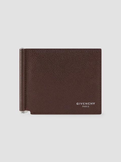 Givenchy Men's Wallet in Grained Leather with Clip - Chocolate