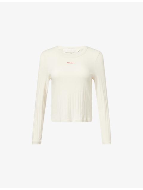 MOTHER The Ls Itty Bitty Ringer Brand Embroidered Cotton Top