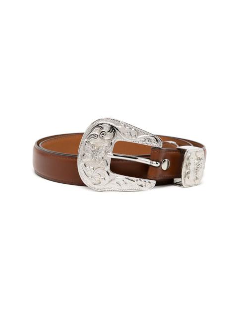 NEEDLES engraved-buckle leather belt