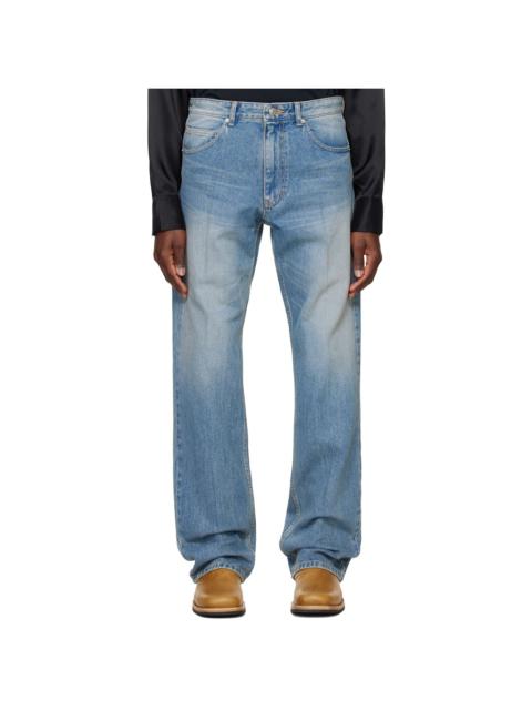 SYSTEM Blue Straight Slim Bootscut Denim Jeans