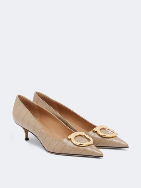 FERRAGAMO Lara Gancini croc-effect leather pumps