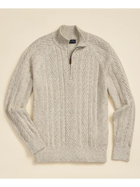 Brooks Brothers Cotton Quarter-Zip Mouline Fisherman Military Sweater