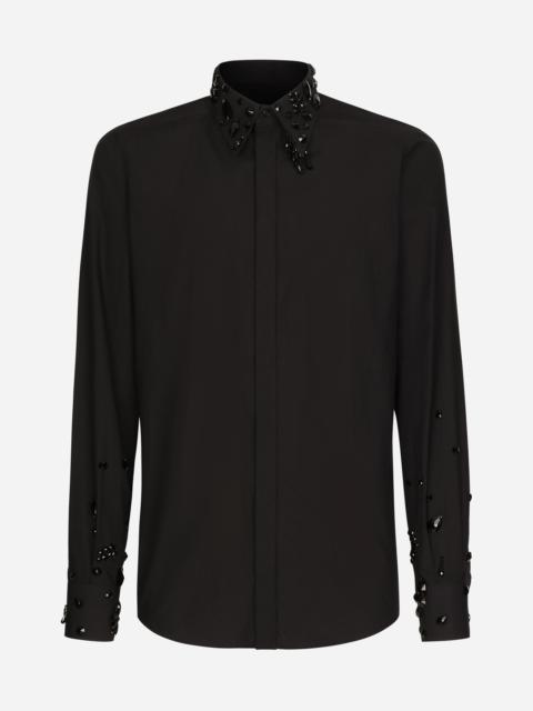 Dolce & Gabbana Martini-fit shirt with rhinestone embroidery
