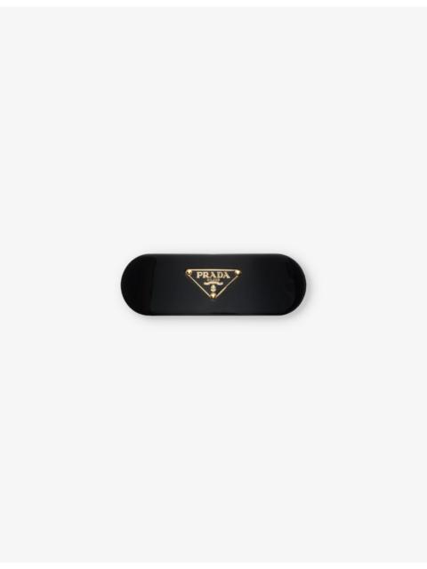 Prada Triangle-logo plexiglass hair clip