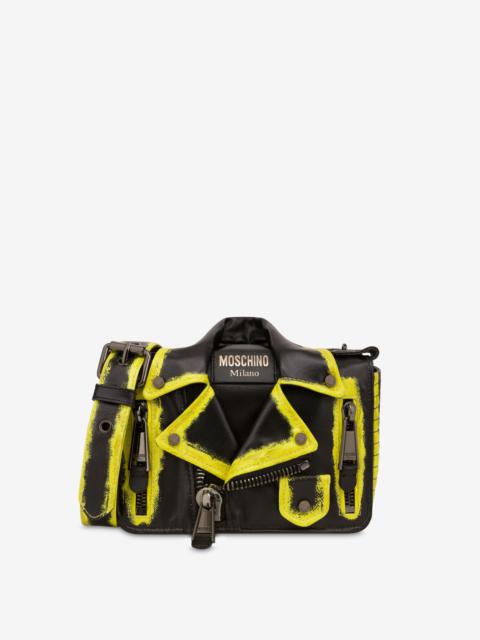 Moschino MOSCHINO PAINT COATED CANVAS BIKER BAG