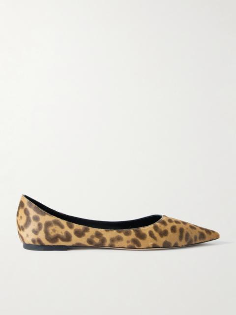 JIMMY CHOO Love Leopard-print Pony Hair Ballet Flats
