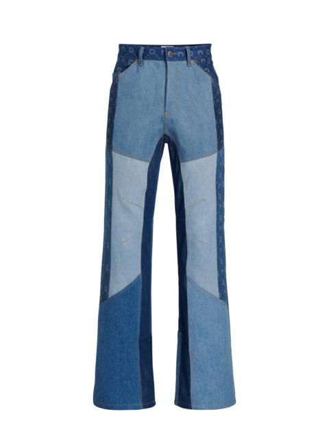 Marine Serre Regenerated Denim Moonogram Straight Leg Trousers