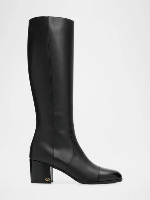 Valentino 60mm Zimmy Leather Knee-High Boots