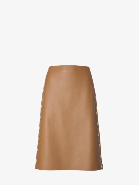 FENDI Skirt Brown leather skirt with Selleria stitching.