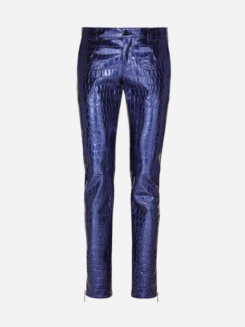 Dolce & Gabbana Alligator-print technical fabric pants
