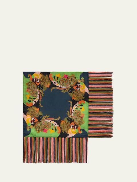 Etro Silk Fringe-Trim Foulard