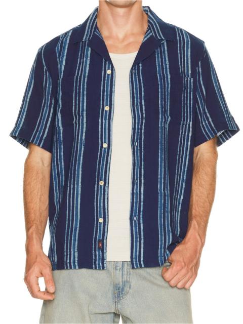 FAHERTY Short Sleeve Indigo Camp Shirt