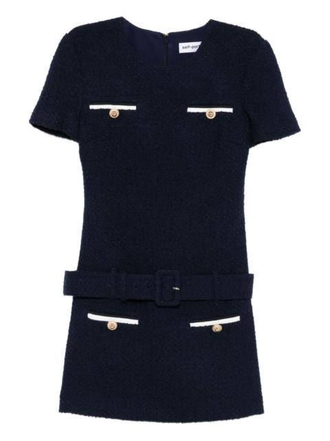 self-portrait belted tweed mini dress