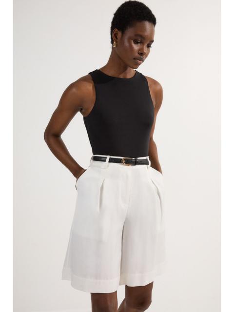 KAREN MILLEN Tall Premium Viscose Linen Belted Woven City Short