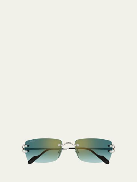 Cartier Men's CT0550S Metal Rectangle Sunglasses