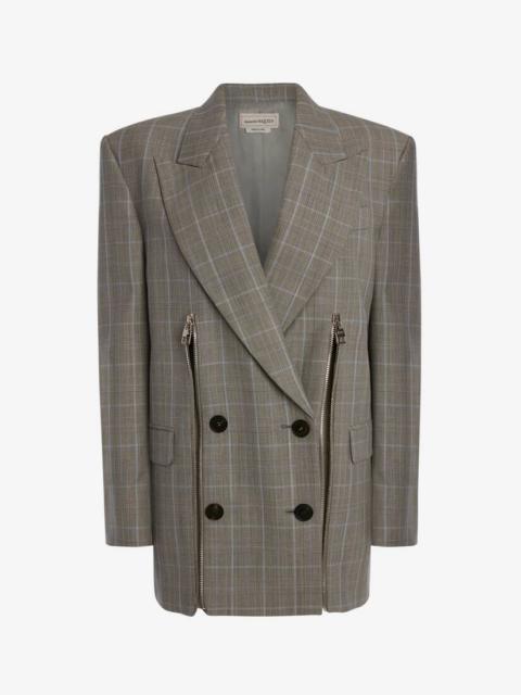 Alexander McQueen Boxy Double-breasted Jacket in Black/ivory
