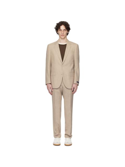 Beige BECKHAM Edition Virgin Wool & Silk Suit