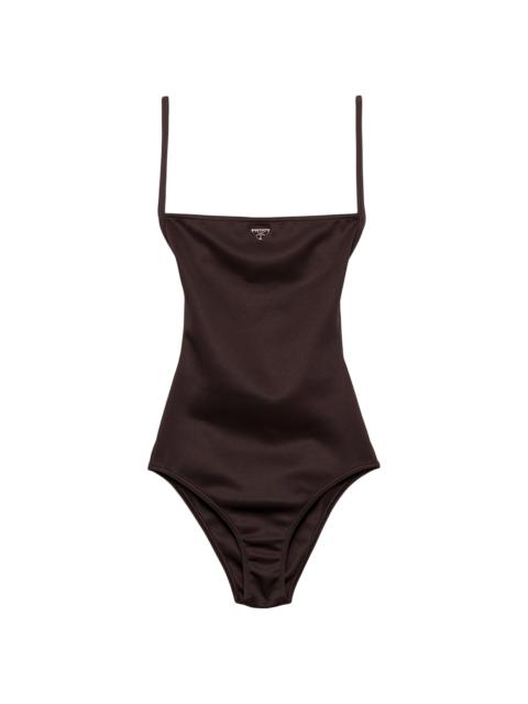 Prada Women's Interlock Knit One-Piece Swimsuit - Brown