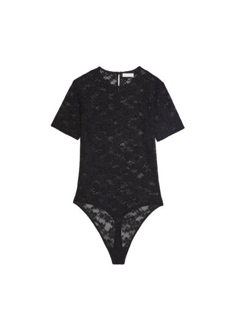 Fleur du Mal Le Stretch Lace Short Sleeve Bodysuit
