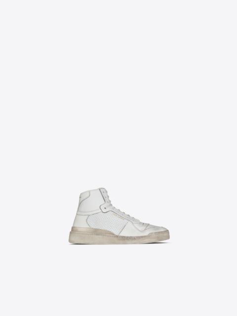 SAINT LAURENT sl24 mid-top sneakers in used-look leather