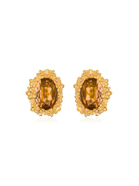 Oscar de la Renta Oval Medallion Stud Earrings green