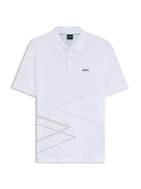 BOSS PIMA COTTON POLO SHIRT WITH PLACED PRINT