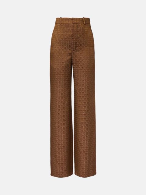 パンツ SAINT LAURENT SATIN PANTS WITH MEDALLION PATTERN Saint Laurent - Navy & Brown Medallion Print PJ Pant