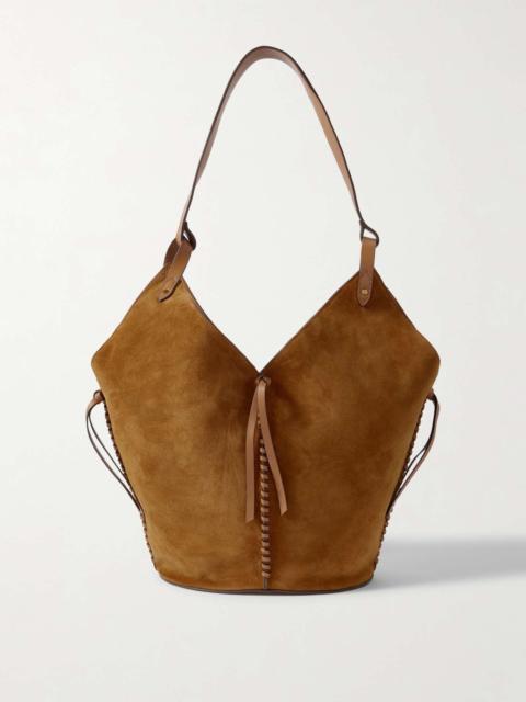 Isabel Marant 25E Tampa leather-trimmed suede tote Tan