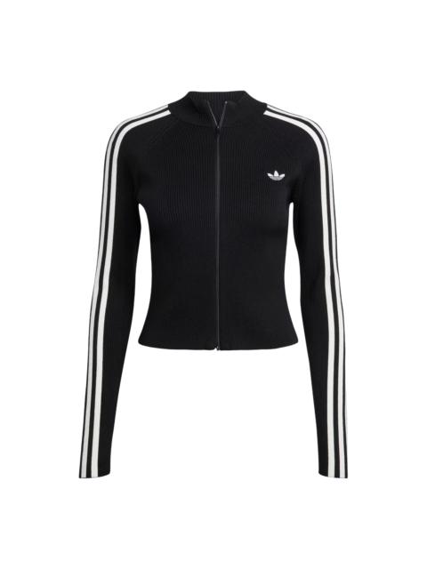 adidas (WMNS) adidas Adicolor 3-Stripes Slim Knit Track Top Asia Sizing 'Black' JY2597