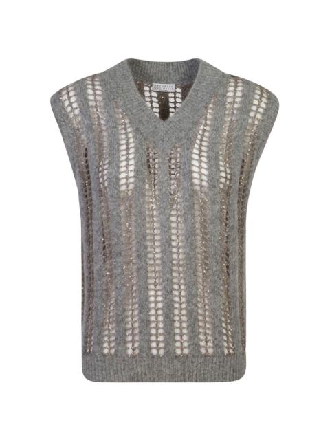 sequin-embellished vest