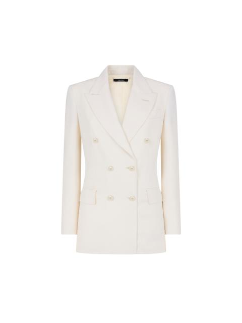 TOM FORD WOOL AND SILK BLEND TWILL "WALLIS" DOUBLE BREASTED JACKET
