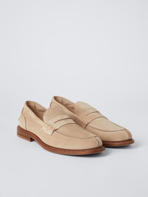 Brunello Cucinelli Suede unlined penny loafers