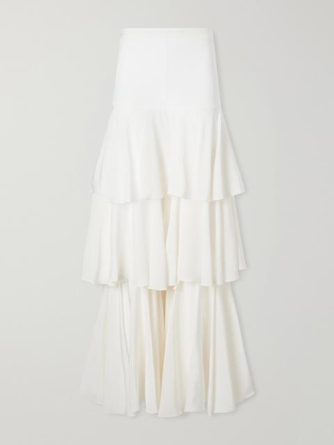 SHARON WAUCHOB Ruffled Silk Wide-leg Pants