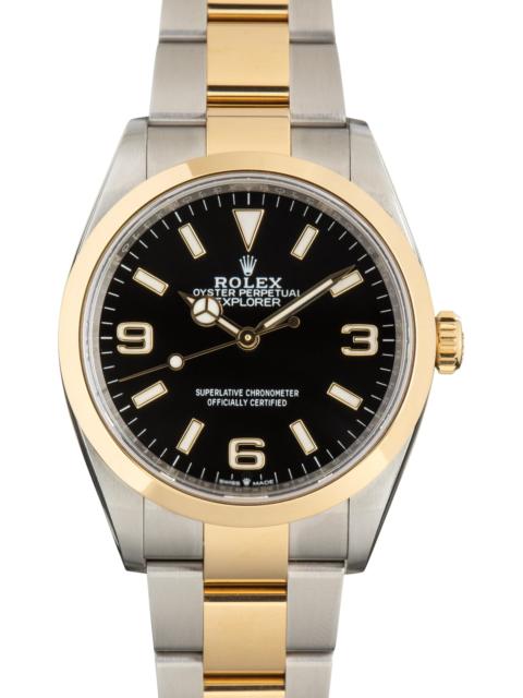 ROLEX Pre-Owned Two Tone Rolex Explorer 36 Arabic Dial Ref 124273 Oyster Band