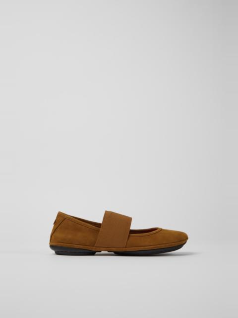 CAMPER Right Brown nubuck ballerina flats for women