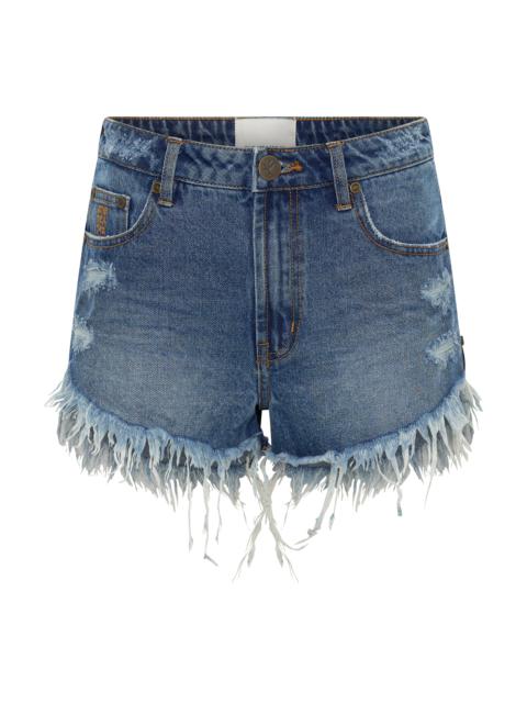 ONE TEASPOON Outlaws Mid Waist Mid Length Denim Shorts - Badlands Blue