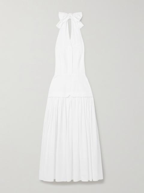 TOVE Quinn Tiered Checked Embroidered Cotton Halterneck Maxi Dress