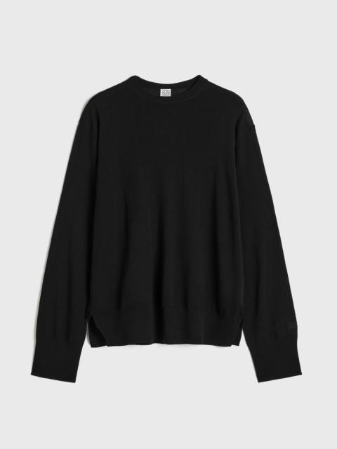 Crew-neck silk cashmere knit black
