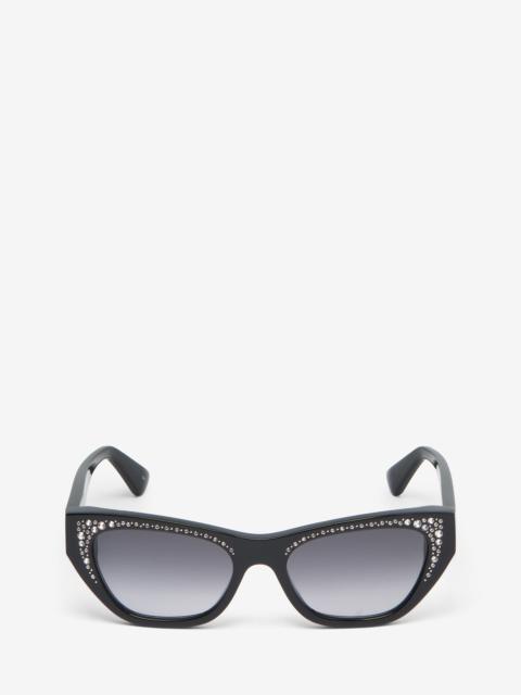Alexander McQueen Women's Pavé Jewelled Sunglasses in Black/grey