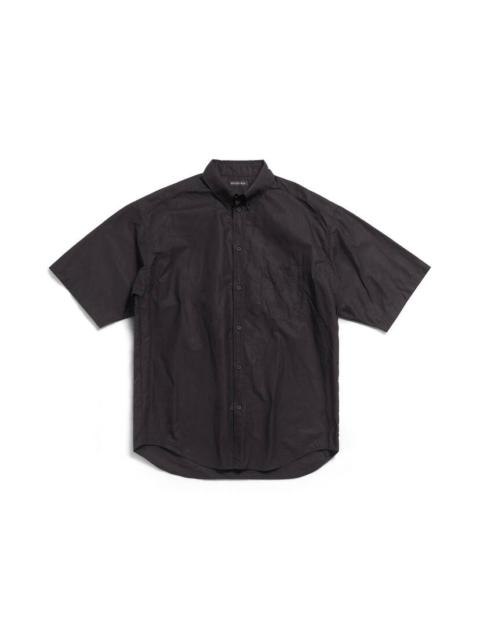 BALENCIAGA Men's Political Stencil Short Sleeve Shirt Large Fit in Black