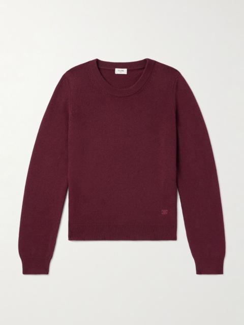 CELINE Logo-Embroidered Cashmere Sweater Burgundy