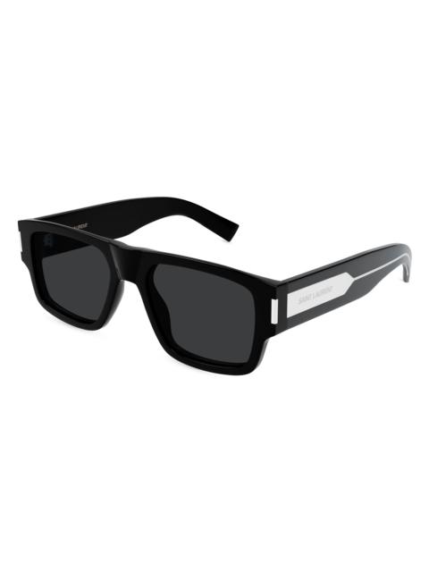 SAINT LAURENT Men's Naked Wirecore 55MM Square Sunglasses - Black Dark Grey