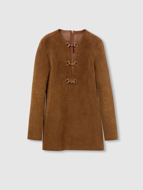 GUCCI GG suede dress with Horsebit detail