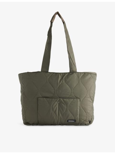 ADANOLA Logo-Patch Slip-Pocket Quilted Tote Bag