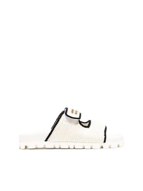 Miu Miu logo-plaque touch-strap slipers