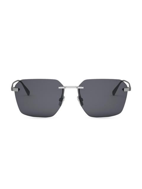 BVLGARI Men's Octo 61MM Rectangular Sunglasses - Palladium Grey Polarized