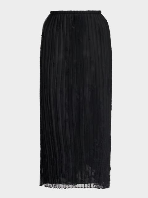 TOTEME Floral Pleated Tulle Midi Skirt